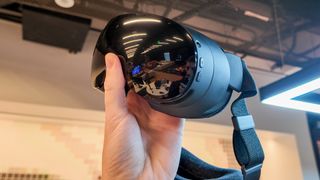 Hands-on with Valve's new VR headset, the Steam Frame, during an interview at Valve HQ in Bellevue, Washington.