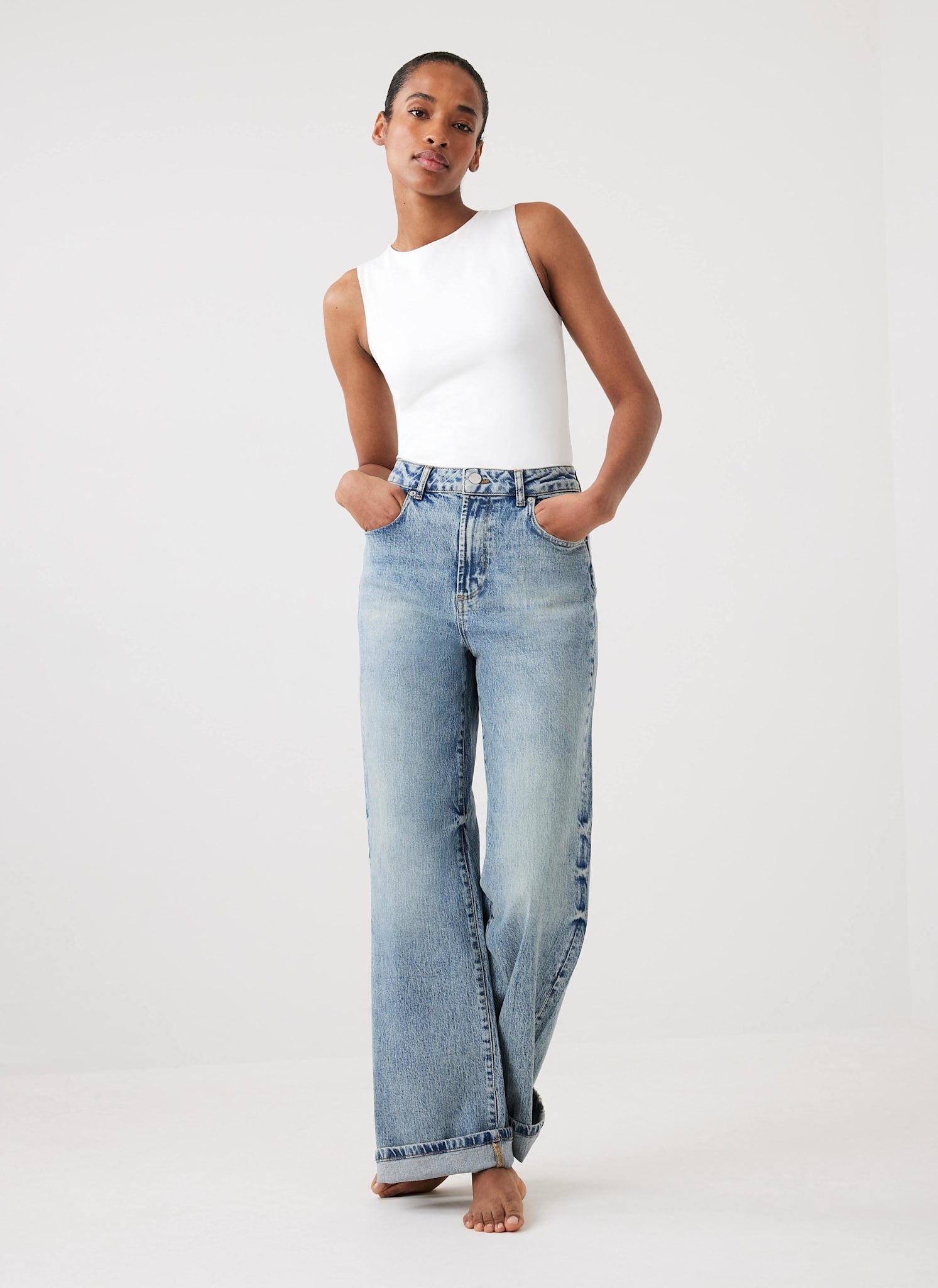 Mid Indigo Workable Wide Jeans
