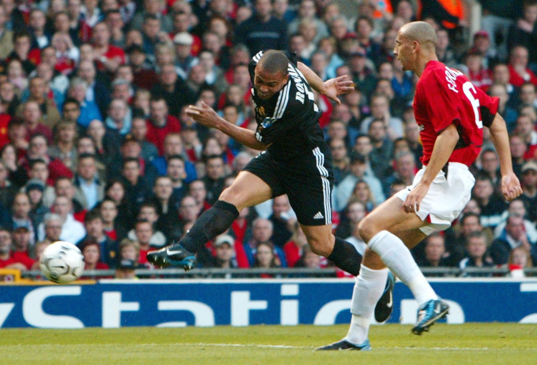 Ronaldo scores for Real Madrid against Manchester United in the Champions League in April 2003.