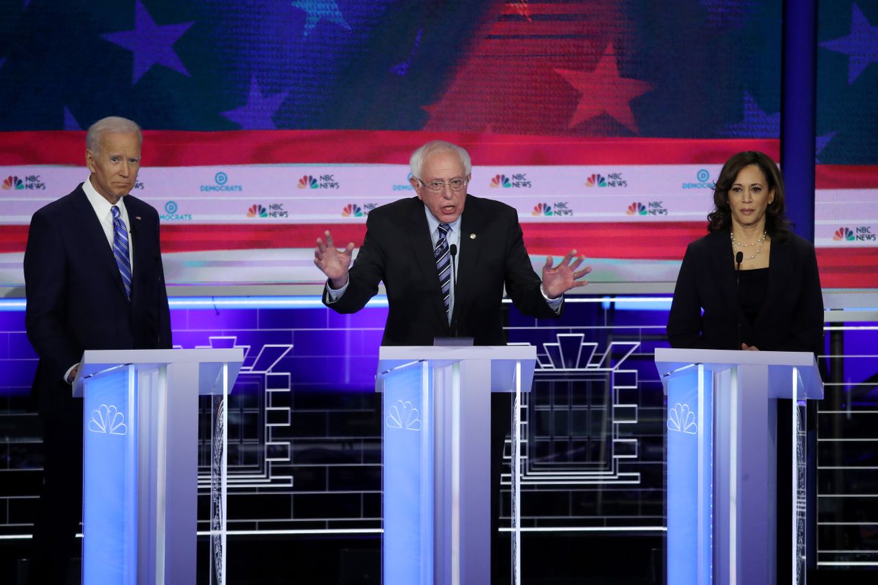 Joe Biden, Bernie Sanders, and Kamala Harris.