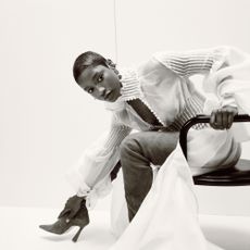 Keke Palmer wearing white dress and jeans for Marie Claire's Mogul Issue