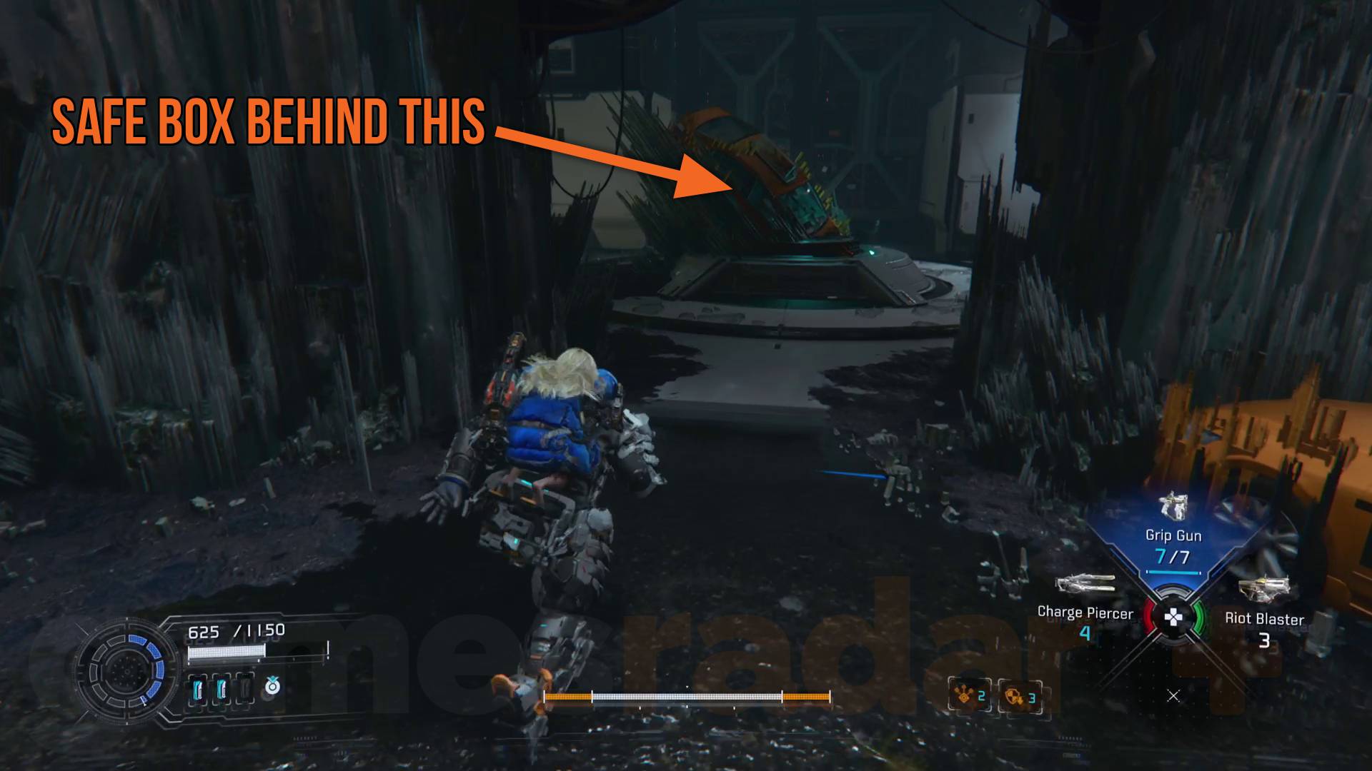 Pragmata MPA collectibles business district lunafilament misprint with safe box behind it