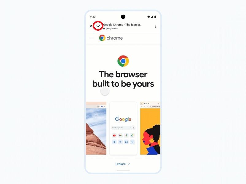 Tapping the down arrow in an in-app browsing window will minimize it.