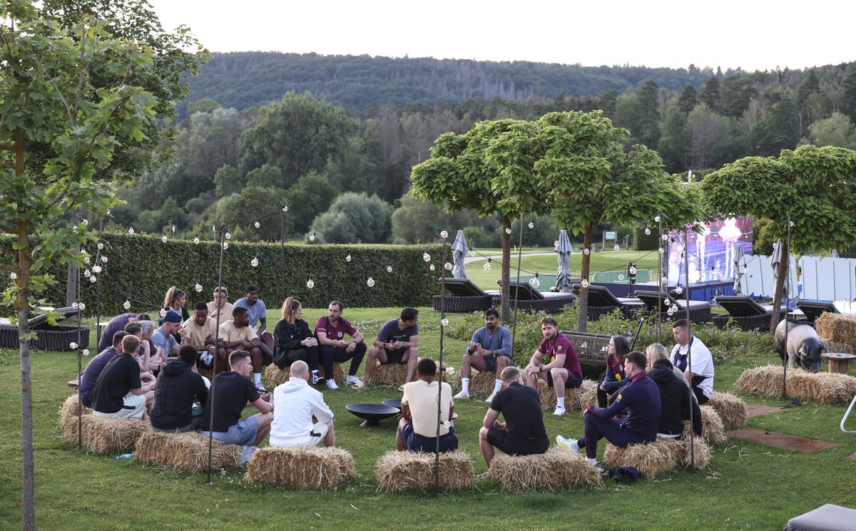 The England Squad playing BBC TV game show The Traitors at their hotel base in Germany during Euro 2024