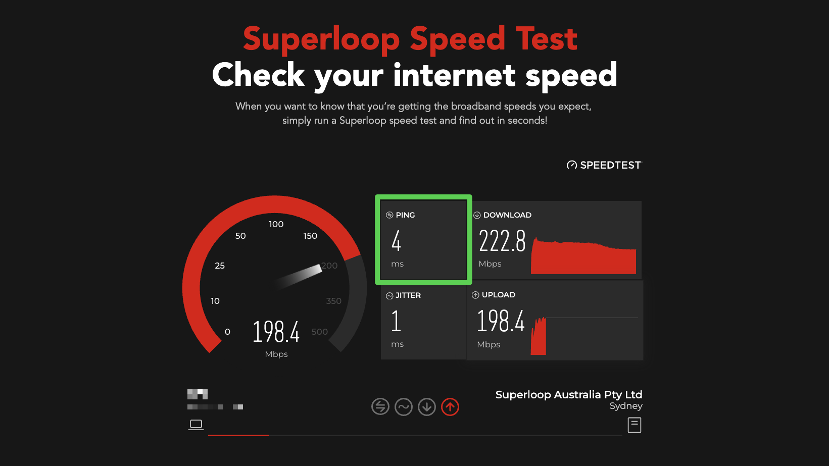 Superloop speed test