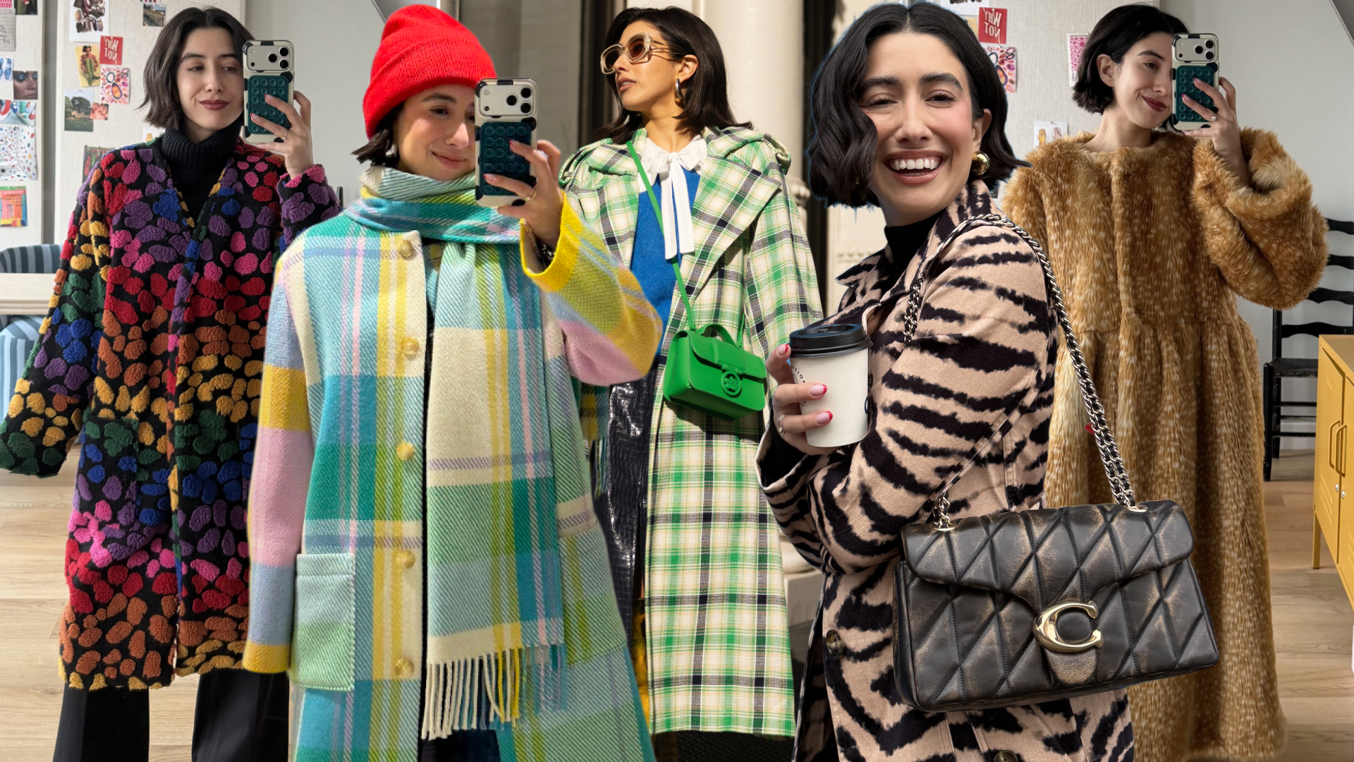 April Lockhart wears maximalist winter statement coats