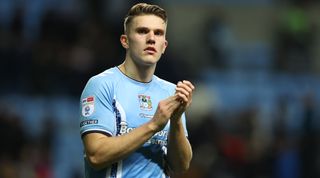 Viktor Gyokeres of Coventry City applauds the fans after the Championship match between Coventry City and Rotherham United at the Coventry Building Society Arena on October 25, 2022 in Coventry, England.