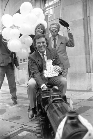 Terry Wogan, Sue Cook and Derek James at Broadcasting House in London.