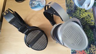 The HiFiMan Edition XV and the Thieaudio Cypher headphones side-by-side. 