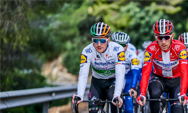 Sam Bennett and Michael Morkov at Deceuninck-QuickStep&#039;s pre-season training camp.