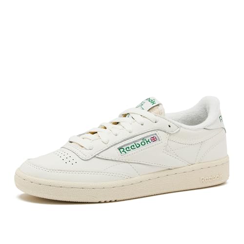 Reebok Club C 85 Vintage Tennis Sneakers, Casual White Womens Shoes, Chalk/alabaster/glen Green, 8