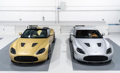 阿斯顿马丁Vantage V12 Zagato Heritage Twins由R-Reforged金色和白色