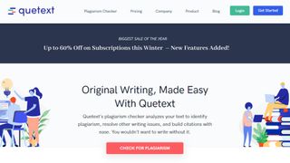 Website screenshot for Quetext