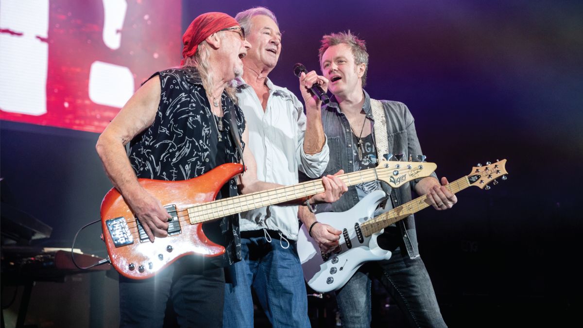 McBride performs with (from left) Roger Glover and Ian Gillan, at Campo Pequeno, in Lisbon, November 6, 2022.