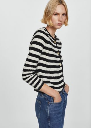 Striped Cardigan With Jewel Buttons - Women | Mango United Kingdom