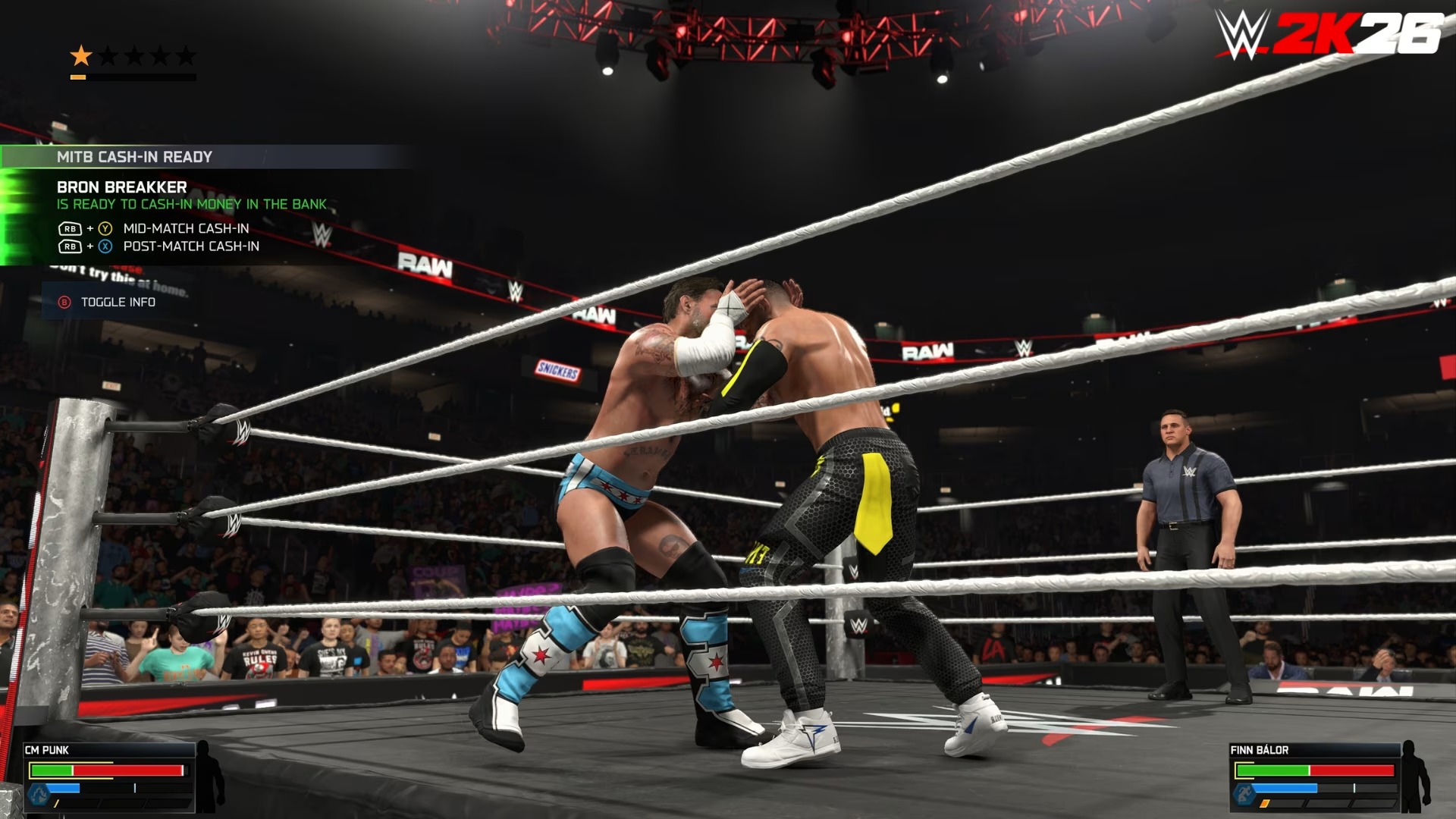 In-game screenshot of a Money In The Bank Cash-In option in WWE 2K26's Universe Mode