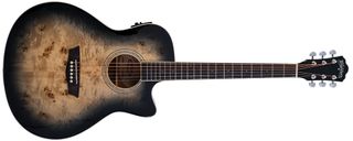 A photo of a Washburn Deep Forest Burl acoustic guitar