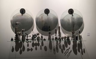 Combining Gregory Nangle’s Fog Rolls Through – made with a proprietary mirroring process – and Andy Paiko’s Indefinite Sum #5–6 into a fantastic singular installation was creative alchemy by Philadelphia’s Wexler Gallery