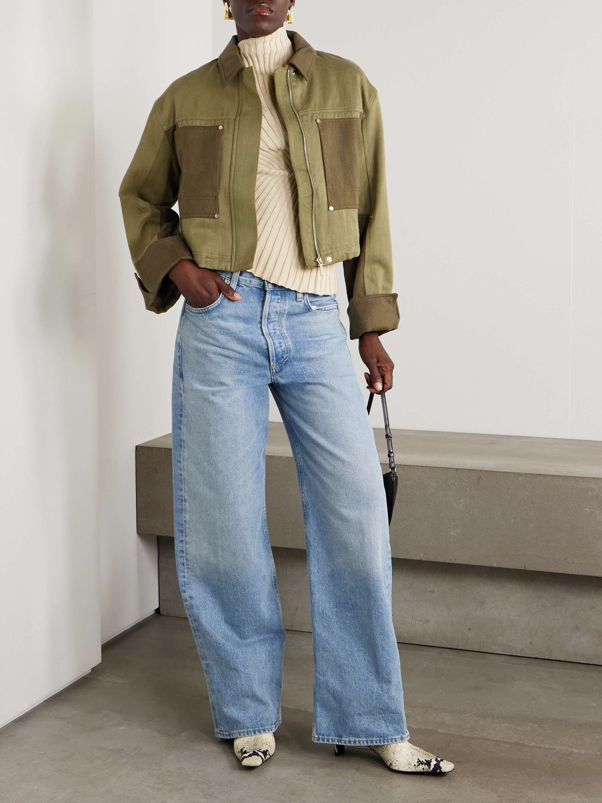 Anders Cropped Two-Tone Hemp and Cotton-Blend Twill Jacket