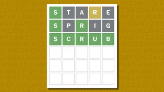 Wordle answer 788 on a yellow background