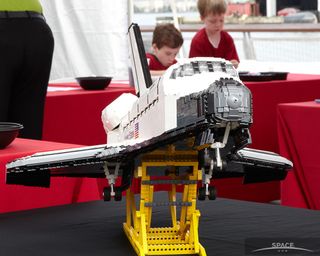A LEGO replica of the space shuttle Enterprise, which was unveiled on July 26, 2013, at the Intrepid Museum's SpaceFest.