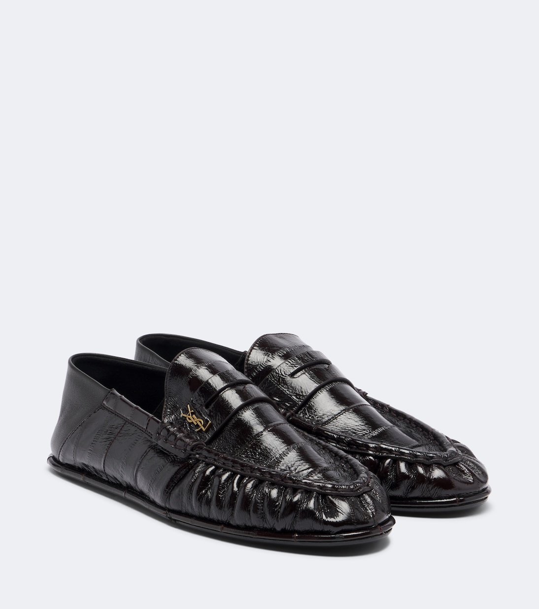Cassandre Croc-Effect Leather Loafers in Brown - Saint Laurent
