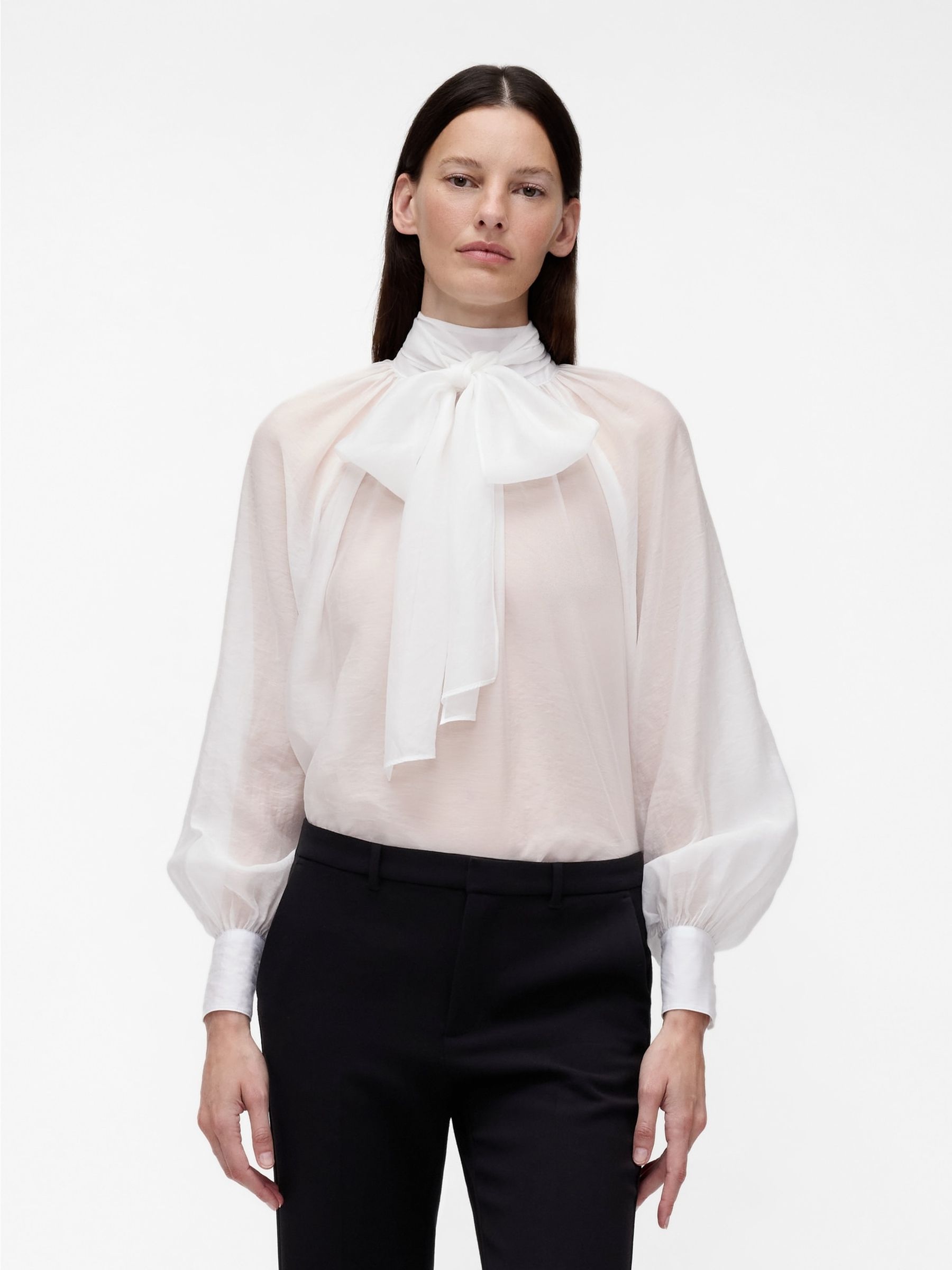 Gapstudio White Sheer Bow Shirt