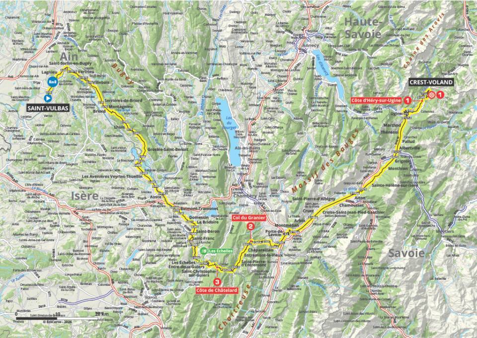 The map of stage 6 at the Tour Auvergne-Rh&amp;ocirc;ne-Alpes