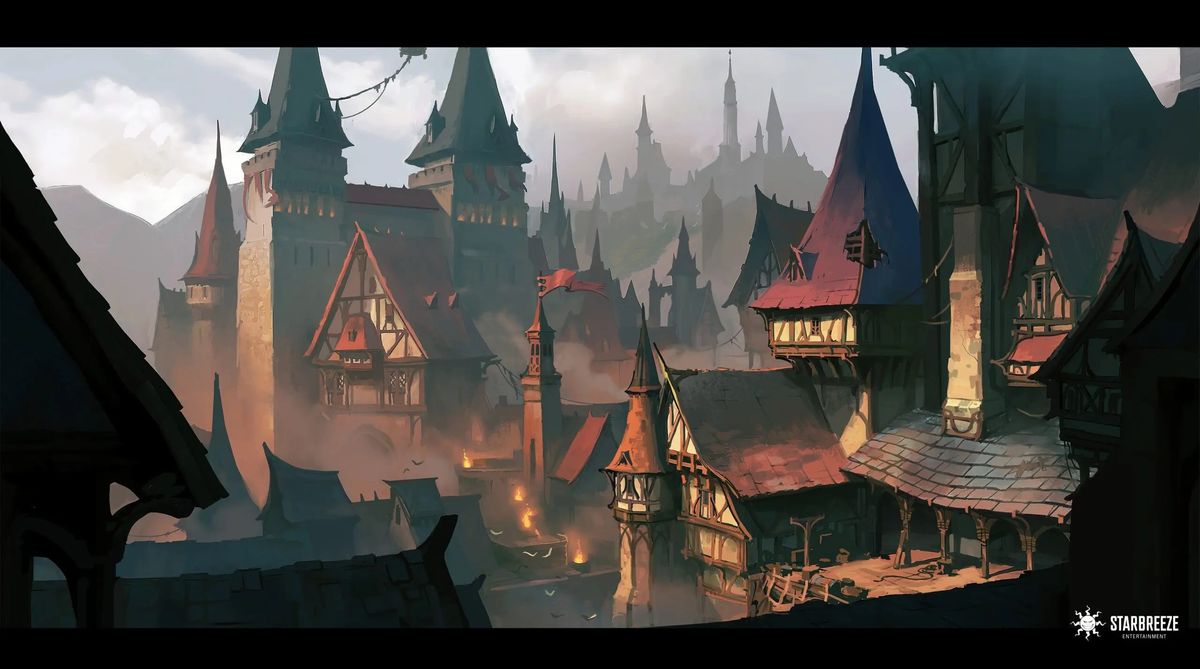 Project Baxter concept art - village rooftops in Starbreeze Studios' licensed Dungeons and Dragons game
