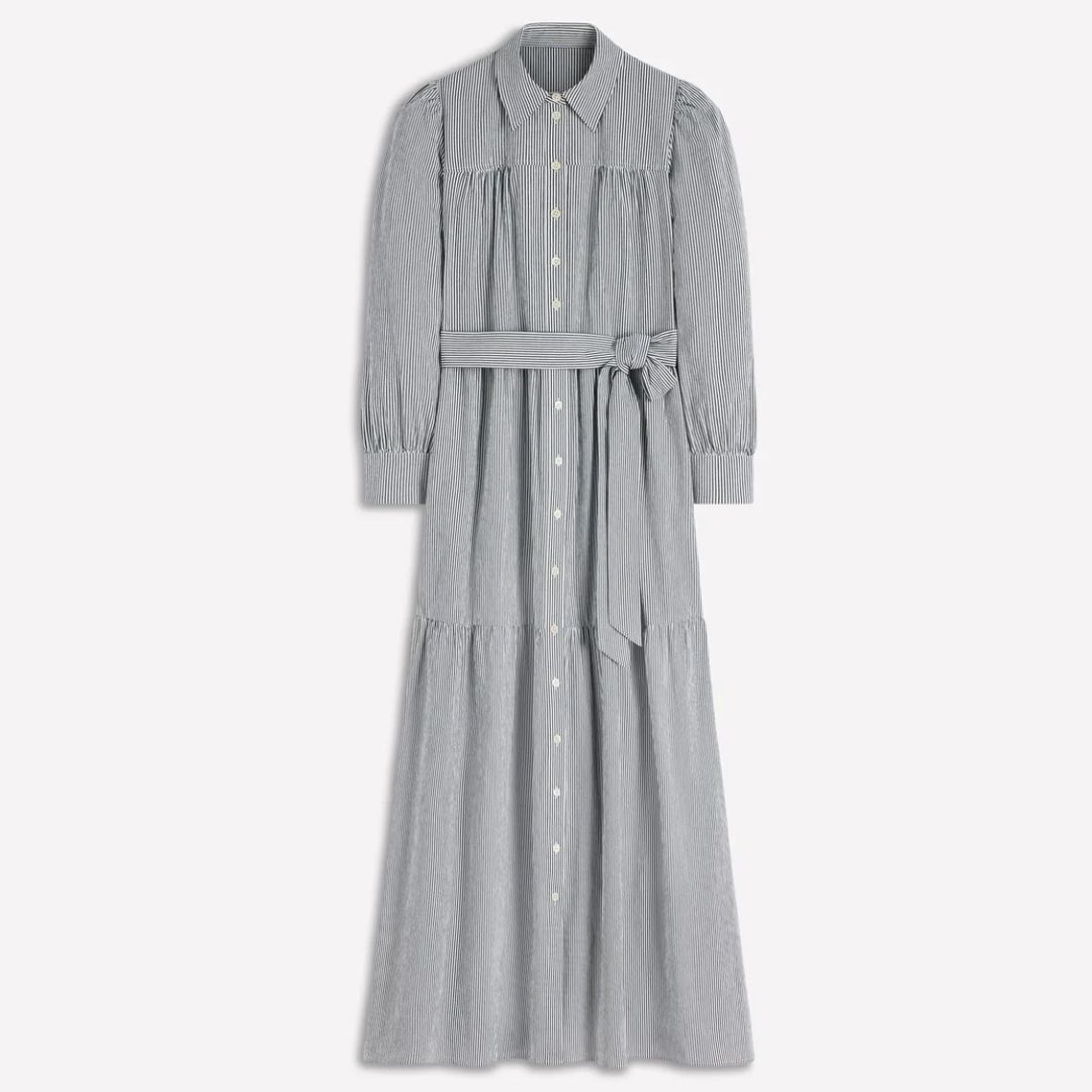 Boden Ellie Cotton Textured Maxi Shirt Dress
