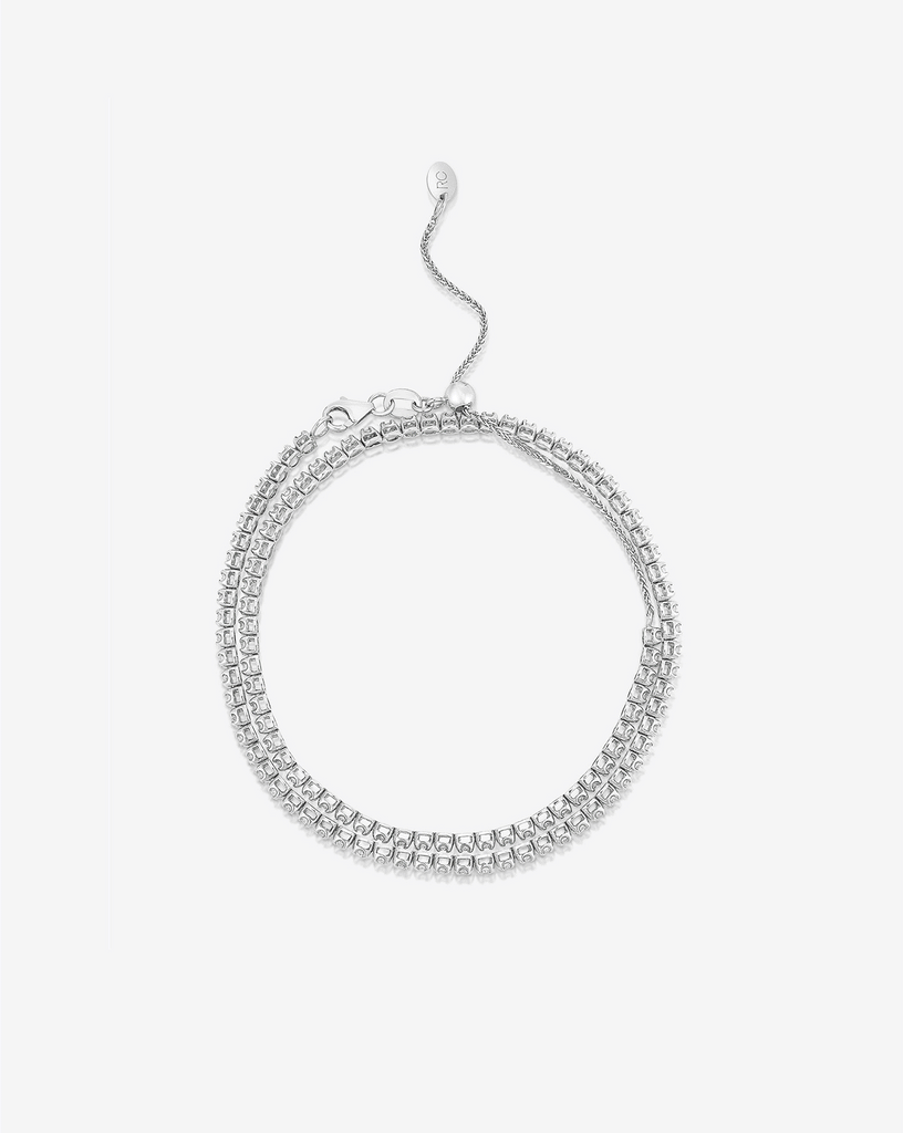 Multiway Tennis Choker + Double Wrap Bracelet - 14k White Gold