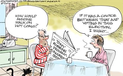 Editorial cartoon U.S. Tony Robbins vs Election