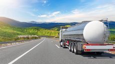 Fuel truck on a picturesque road