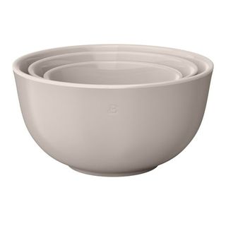 Beautiful 3-Piece Stoneware Bowl Set, Porcini Taupe by Drew Barrymore