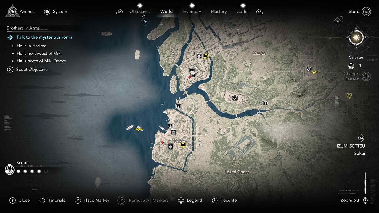 Screenshot of Assassin's Creed Shadows on Xbox Series X.