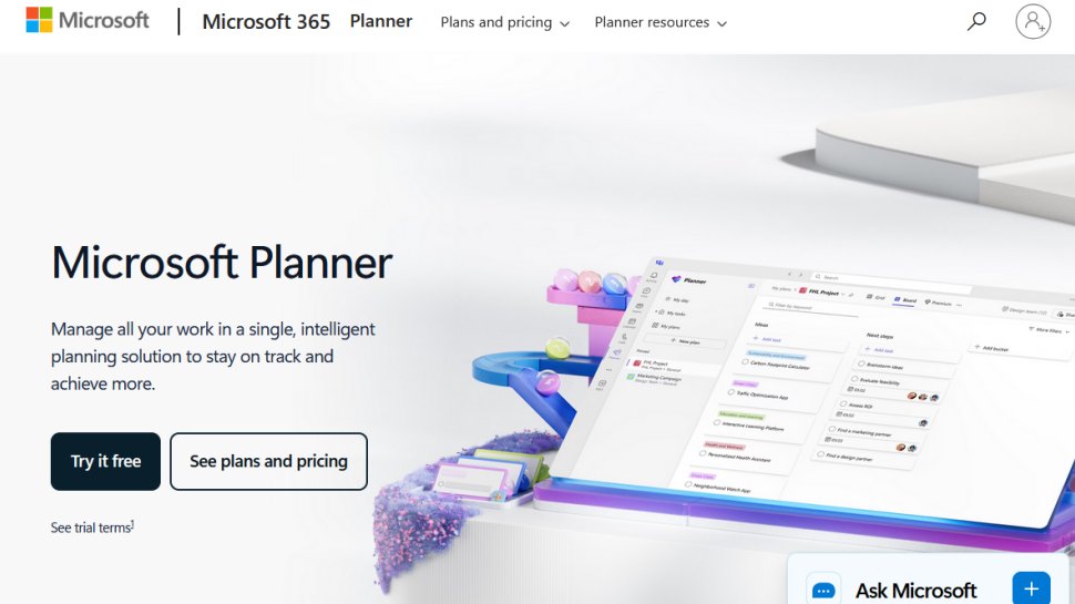 Microsoft Planner website screenshot (February 2026).