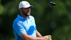 Scottie Scheffler watches a drive at the FedEx St Jude Championship