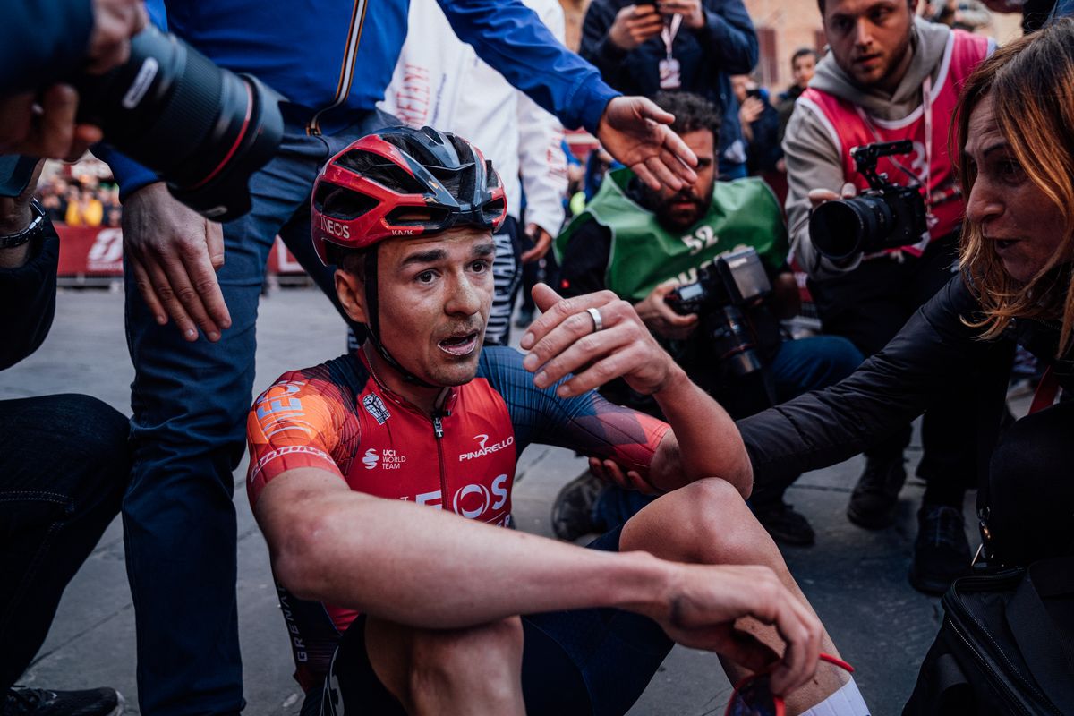 Tom Pidcock after his Strade Bianche victory