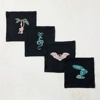 Embroidered Cocktail Napkins Set of 4