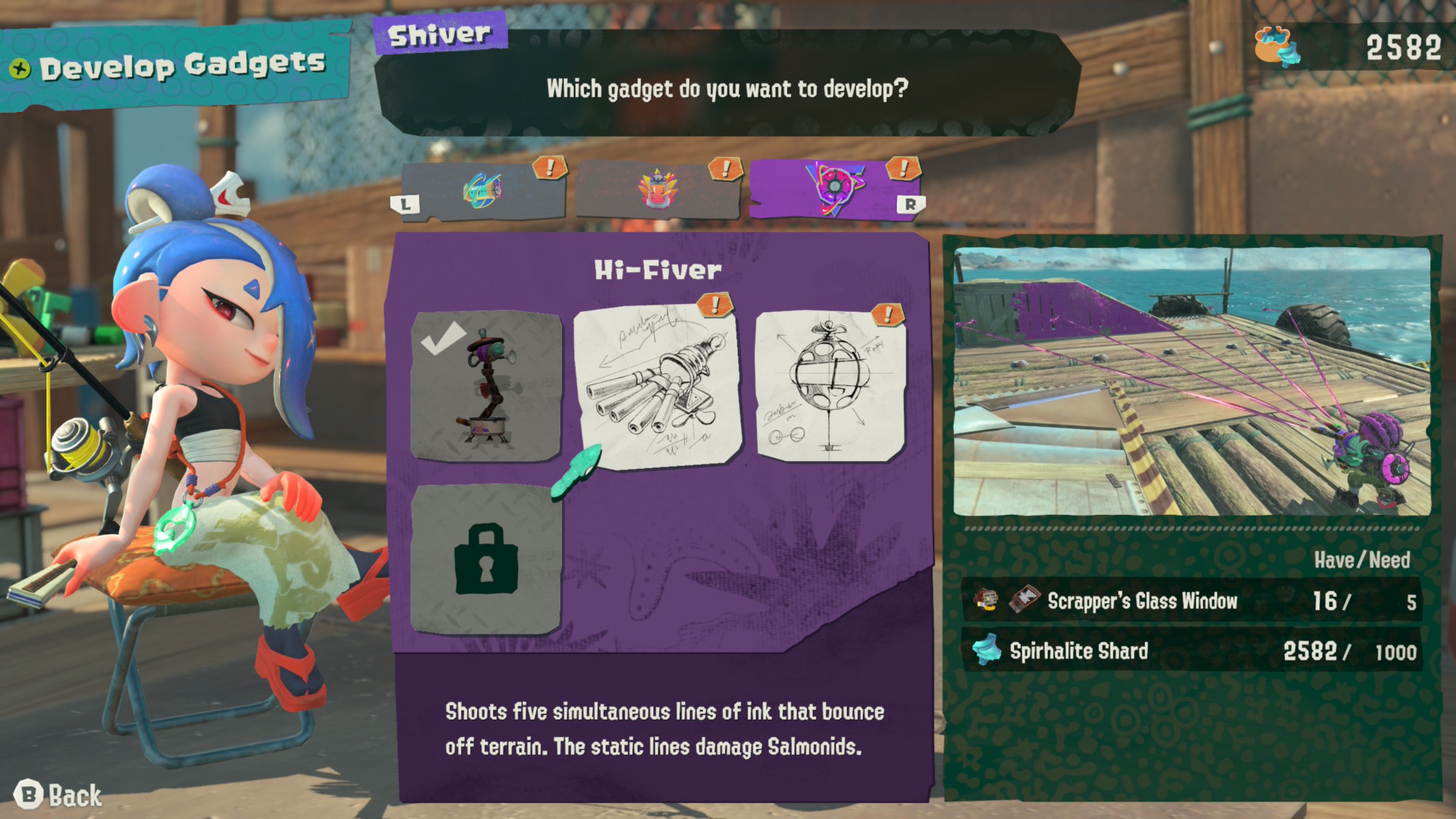 تصویری که برخی از دستگاه های مجهز در Splatoon Raiders را نشان می دهد