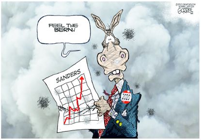 Political Cartoon U.S Bernie feel the bern winning polls