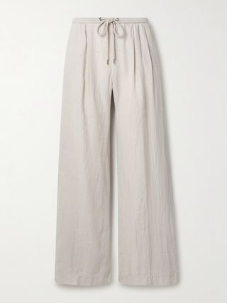 Pleated Linen Wide-Leg Pants