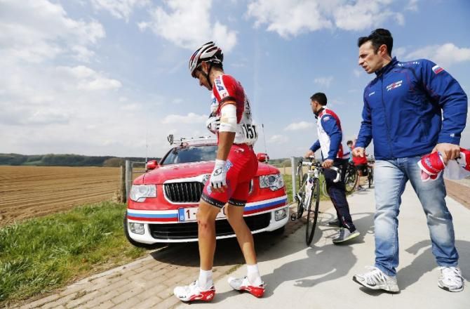 Joaquim Rodriguez (Katusha) crashed during the Amstel Gold Race