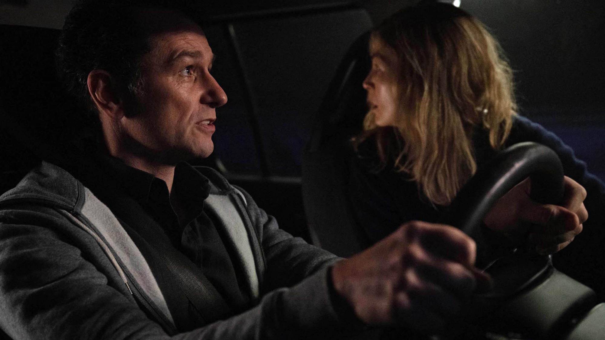 (L-R) Matthew Rhys as Frank and Rosamund Pike as Maddie in "Hallow Road"