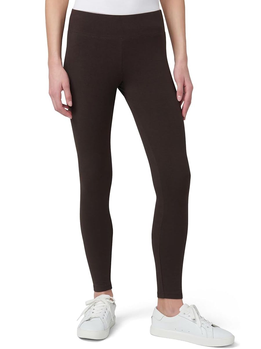 HUE, Hue Women's Ultra Soft Cotton Leggings With Wide Waistband, Full and Capri Length, Espresso, Medium