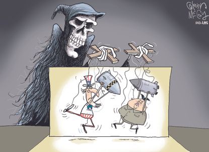 Political cartoon U.S. North Korea nuclear warfare