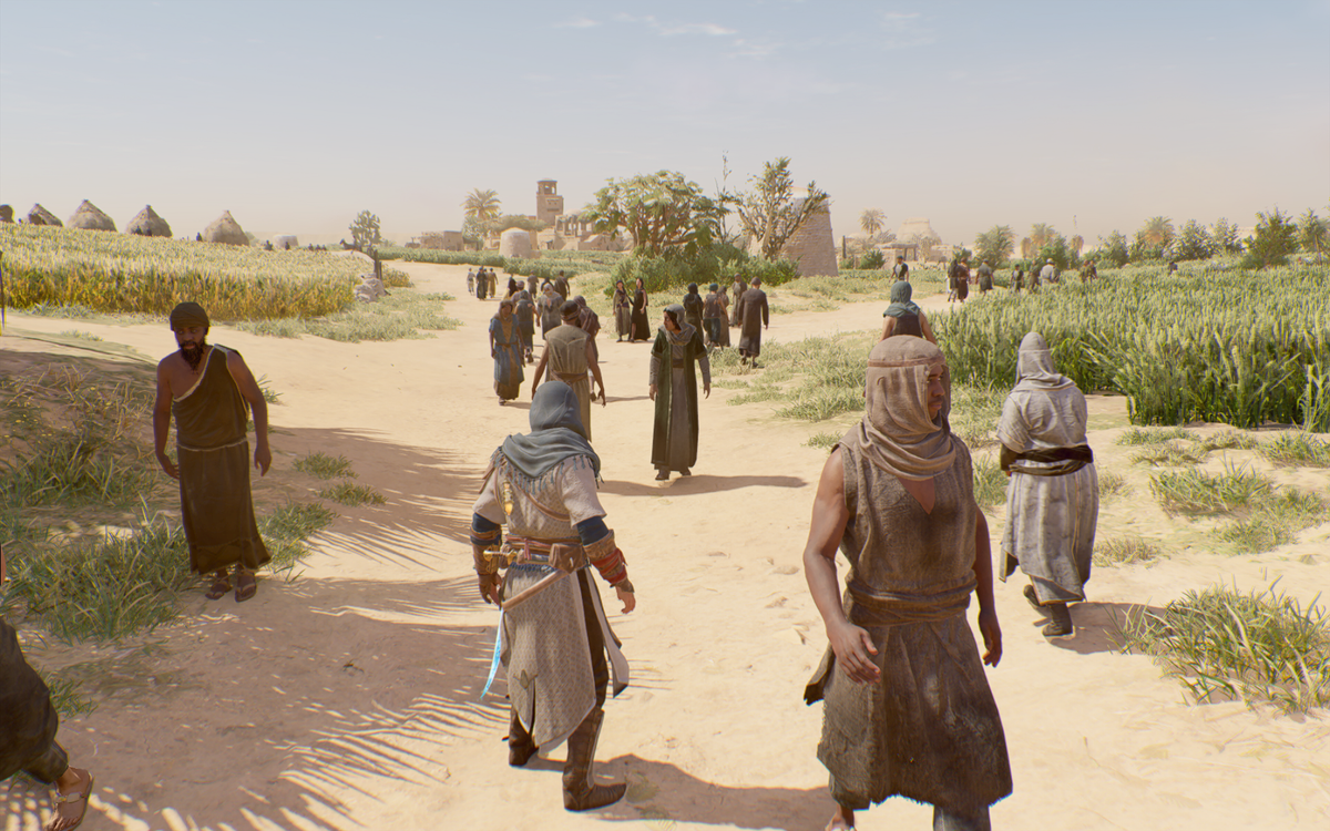 assassin&#039;s creed mirage&#039;s basim walking through a crowd