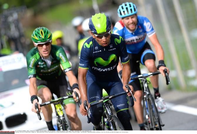 Nairo Quintana (Movistar) leads Hesjedal and Rolland