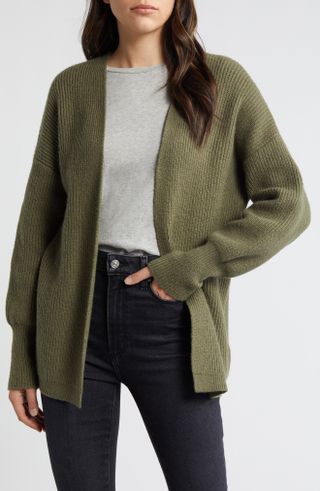 Treasure & Bond, Rib Bishop Sleeve Cardigan