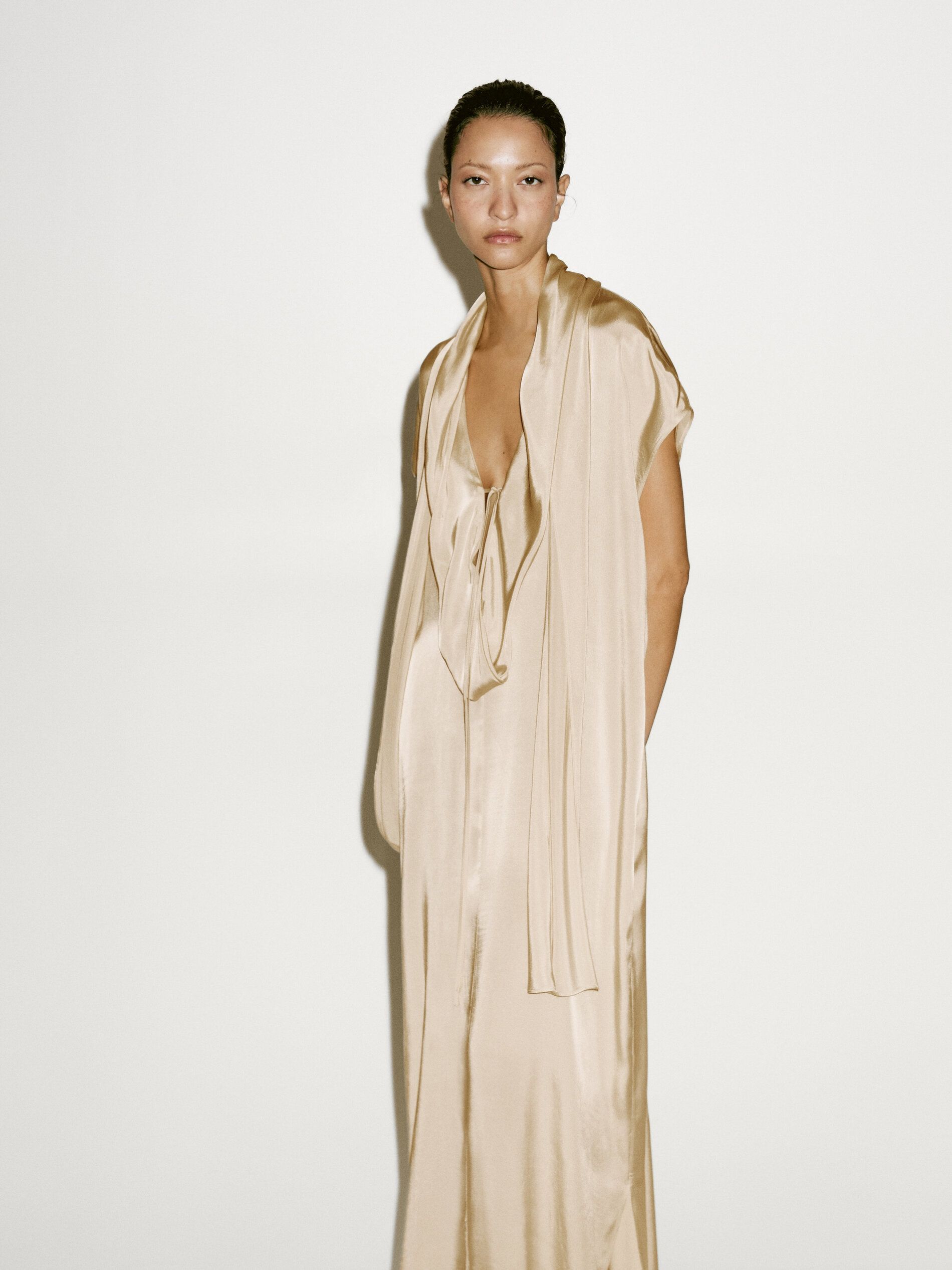 Long Flowing Dress With Scarf Detail - Limited Edition
